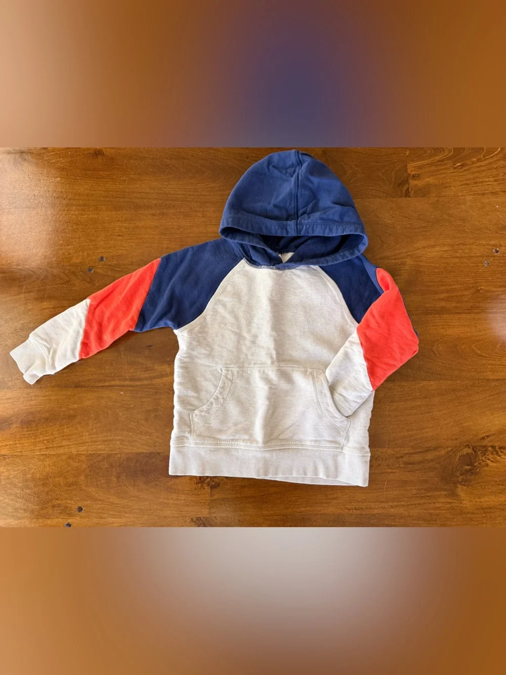 Hanna Andersson Colorblock Hoodie in Navy, Cream, and Orange